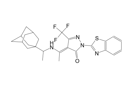 (4E)-4-(1-{[1-(1-adamantyl)ethyl]amino}ethylidene)-2-(1,3-benzothiazol-2-yl)-5-(trifluoromethyl)-2,4-dihydro-3H-pyrazol-3-one