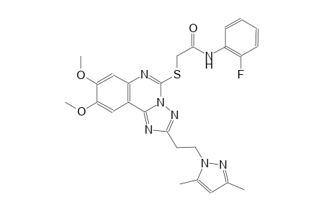 2-({2-[2-(3,5-dimethyl-1H-pyrazol-1-yl)ethyl]-8,9-dimethoxy[1,2,4]triazolo[1,5-c]quinazolin-5-yl}sulfanyl)-N-(2-fluorophenyl)acetamide
