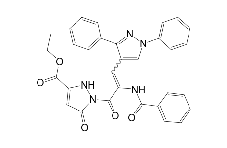 Ethyl 1-(2-benzamido-3-(1,3-diphenyl-1H-pyrazol-4-yl)acryloyl)-5-oxo-2,5-dihydro-1H-pyrazole-3-carboxylate