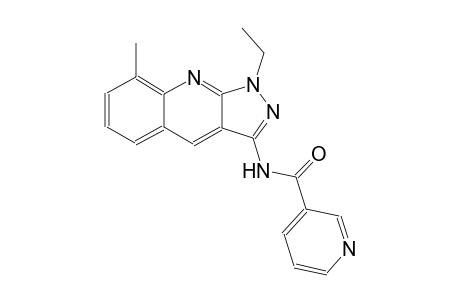 N-(1-ethyl-8-methyl-1H-pyrazolo[3,4-b]quinolin-3-yl)nicotinamide