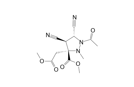 3-Pyrazolidineacetic acid, 1-acetyl-4,5-dicyano-3-(methoxycarbonyl)-2-methyl-, methyl ester, (3.alpha.,4.beta.,5.alpha.)-(.+-.)-