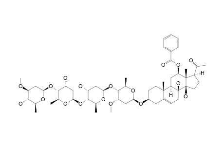 12-O-BENZOYLISOLINEOLON-3-O-BETA-D-OLEANDROPYRANOSYL-(1->4)-BETA-D-DIGITOXOPYRANOSYL-(1->4)-BETA-D-DIGITOXOPYRANOSYL-(1->4)-BETA-D-CYMAROPYRANOSIDE