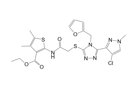 ethyl 2-[({[5-(4-chloro-1-methyl-1H-pyrazol-3-yl)-4-(2-furylmethyl)-4H-1,2,4-triazol-3-yl]sulfanyl}acetyl)amino]-4,5-dimethyl-3-thiophenecarboxylate