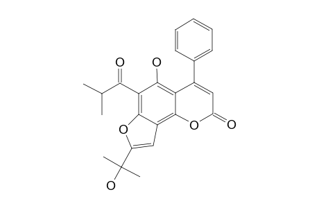 OCHROCARPIN-C;5-HYDROXY-8-(1-HYDROXY-1-METHYLETHYL)-6-(2-METHYL-1-OXOPROPYL)-4-PHENYL-2H-FURO-[2',3':5,6]-BENZO-[1,2-B]-PYRAN-2-ONE