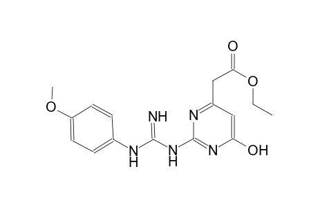 4-pyrimidineacetic acid, 6-hydroxy-2-[[imino[(4-methoxyphenyl)amino]methyl]amino]-, ethyl ester