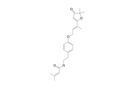 PUHINAMIDE;SENECIOIC-ACID-(E)-4-(3-(5,5-DIMETHYL-4-OXO-2-OXOLEN-2-YL)-2-BUTENYLOXY)-PHENETHYL-AMIDE