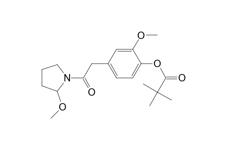 Propanoic acid, 2,2-dimethyl-, 2-methoxy-4-[2-(2-methoxy-1-pyrrolidinyl)-2-oxoethyl]phenyl ester
