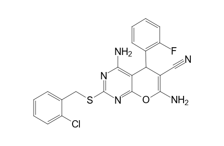 4,7-Diamino-2-[(2-chlorobenzyl)sulfanyl]-5-(2-fluorophenyl)-5H-pyrano[2,3-d]pyrimidine-6-carbonitrile