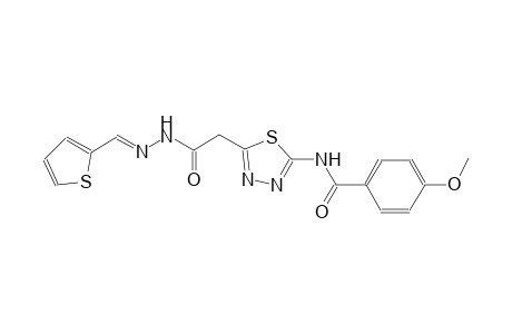 4-methoxy-N-(5-{2-oxo-2-[(2E)-2-(2-thienylmethylene)hydrazino]ethyl}-1,3,4-thiadiazol-2-yl)benzamide