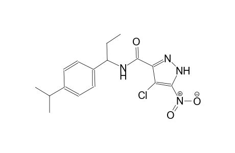 4-chloro-N-[1-(4-isopropylphenyl)propyl]-5-nitro-1H-pyrazole-3-carboxamide