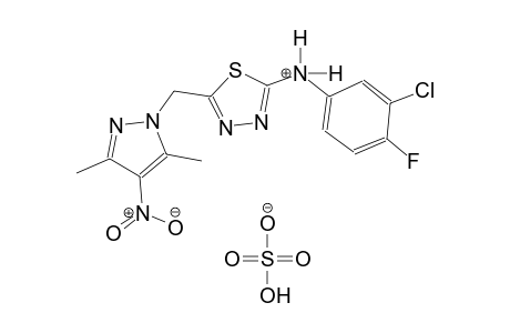 N-(3-chloro-4-fluorophenyl)-5-[(3,5-dimethyl-4-nitro-1H-pyrazol-1-yl)methyl]-1,3,4-thiadiazol-2-aminium hydrogen sulfate
