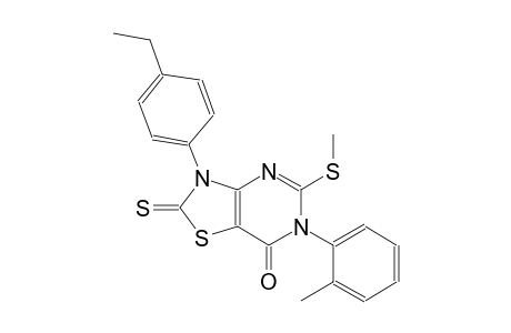 thiazolo[4,5-d]pyrimidin-7(6H)-one, 3-(4-ethylphenyl)-2,3-dihydro-6-(2-methylphenyl)-5-(methylthio)-2-thioxo-