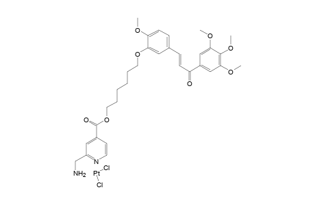 cis-{(E)-6-[2'-Methoxy-5'-[3''-oxo-3''-(3''',4''',5'''-trimethoxyphenyl)-prop-1''-enyl]-phenoxy]hexyl 6-aminomethylnicotinate}dichloridoplatinum (II)