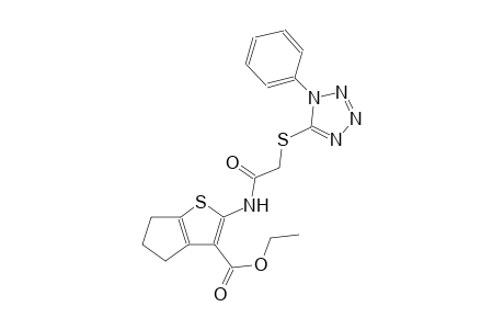 4H-cyclopenta[b]thiophene-3-carboxylic acid, 5,6-dihydro-2-[[[(1-phenyl-1H-tetrazol-5-yl)thio]acetyl]amino]-, ethyl ester