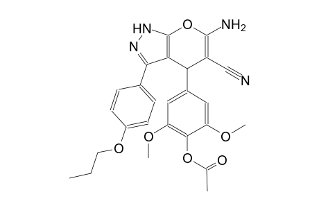 4-[6-amino-5-cyano-3-(4-propoxyphenyl)-1,4-dihydropyrano[2,3-c]pyrazol-4-yl]-2,6-dimethoxyphenyl acetate