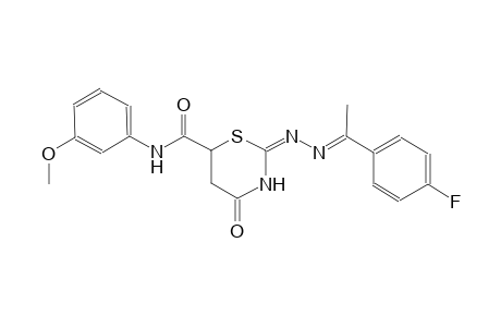 (2E)-2-{(2E)-2-[1-(4-fluorophenyl)ethylidene]hydrazono}-N-(3-methoxyphenyl)-4-oxotetrahydro-2H-1,3-thiazine-6-carboxamide