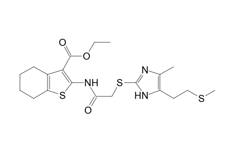 1-Benzothiophene-3-carboxylic acid, 4,5,6,7-tetrahydro-2-[[2-[[4-methyl-5-[2-(methylthio)ethyl]-1H-imidazol-2-yl]thio]acetyl]amino]-, ethyl ester