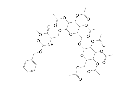 L-Alanine, N-[(phenylmethoxy)carbonyl]-3-[[2,3,4-tri-O-acetyl-6-O-(2,3,4,6-tetra-O-acetyl-.alpha.-D-galactopyranosyl)-.beta.-D-glucopyranosyl]oxy]-, methyl ester