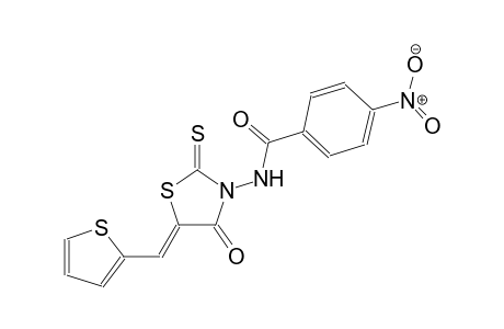 4-nitro-N-[(5Z)-4-oxo-5-(2-thienylmethylene)-2-thioxo-1,3-thiazolidin-3-yl]benzamide