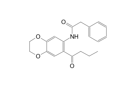 benzeneacetamide, N-[2,3-dihydro-7-(1-oxobutyl)-1,4-benzodioxin-6-yl]-