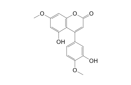 5-Hydroxy-4-(3-hydroxy-4-methoxy-phenyl)-7-methoxy-chromen-2-one