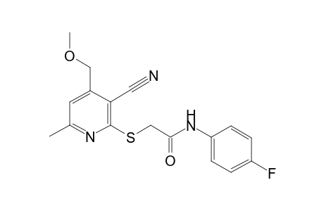 2-[3-cyano-4-(methoxymethyl)-6-methyl-pyridin-2-yl]sulfanyl-N-(4-fluorophenyl)ethanamide
