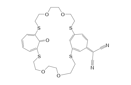 15-Dicyanomethylene-5,8,21,24-pentaoxa-2,11,18,27-tetrathiatricyclo[19.4..1(12,17)]tritriacontanesa-1(32),12(18),13,16,28,30-hexaen-33-one