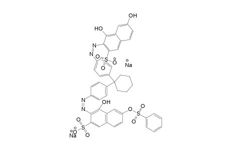 2-Naphthalenesulfonic acid, 4,6-dihydroxy-3-[[4-[1-[4-[[1-hydroxy-7-[(phenylsulfonyl)oxy]-3-sulfo-2-naphthalenyl]azo]phenyl]cyclohexyl]phenyl]azo]-, disodium salt