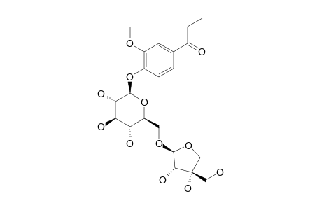 4-[BETA-D-APIOFURANOSYL-(1->6)-BETA-D-GLUCOPYRANOSYLOXY]-3-METHOXY-PROPIOPHENONE