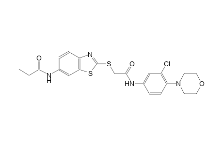 N-[2-({2-[3-chloro-4-(4-morpholinyl)anilino]-2-oxoethyl}sulfanyl)-1,3-benzothiazol-6-yl]propanamide