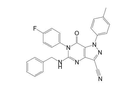 5-Benzylamino-3-cyano-6-(4-fluorophenyl)-1-p-tolyl-1H-pyrazolo[4,3-d]pyrimidin-7(6H)-one
