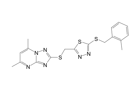 2-((5,7-Dimethyl-[1,2,4]triazolo[1,5-a]pyrimidin-2-ylthio)methyl)-5-(2-methylbenzylthio)-1,3,4-thiadiazole