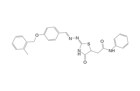 2-[(2E)-2-((2E)-2-{4-[(2-methylbenzyl)oxy]benzylidene}hydrazono)-4-oxo-1,3-thiazolidin-5-yl]-N-phenylacetamide