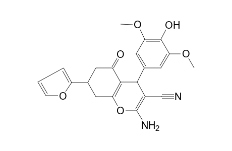2-Amino-7-(2-furanyl)-4-(4-hydroxy-3,5-dimethoxyphenyl)-5-oxo-4,6,7,8-tetrahydro-1-benzopyran-3-carbonitrile