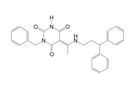 (5E)-1-benzyl-5-{1-[(3,3-diphenylpropyl)amino]ethylidene}-2,4,6(1H,3H,5H)-pyrimidinetrione