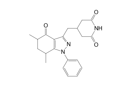 4-[(5,7-Dimethyl-4-oxo-1-phenyl-4,5,6,7-tetrahydro-1H-indazol-3-yl)methyl]-2,6-piperidinedione