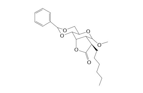 Methyl 5'(R)-2-deoxy-5'-(1-hexyl)-2-(2-oxoethyl)-4,6-O-(phenylmethylene)-.alpha.,D-allohexapyranoside 2',3-lactone