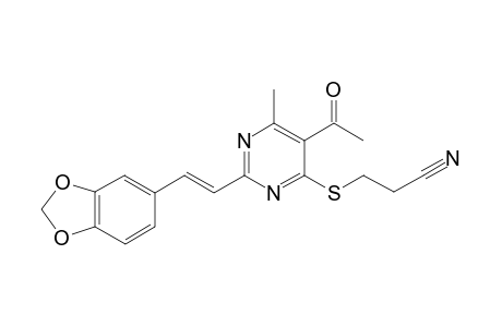 3-[(5'-Acetyl-2'-(benzo[d]-(1,3)-dioxol-5'-yl)vinyl]-4-[(2"-cyanoethyl)sulfanyl]-6-methylpyrimidine