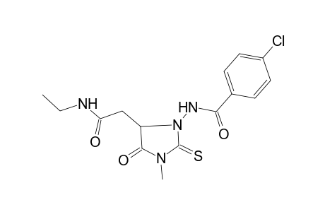 4-Chloranyl-N-[5-[2-(ethylamino)-2-oxidanylidene-ethyl]-3-methyl-4-oxidanylidene-2-sulfanylidene-imidazolidin-1-yl]benzamide