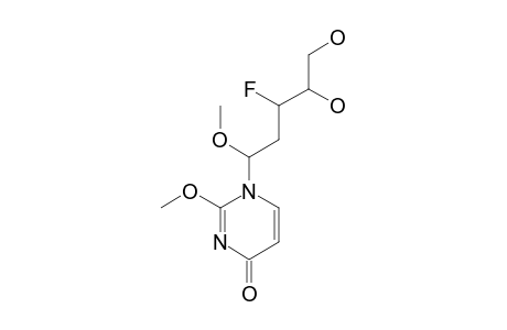 2,3-DIDEOXY-3-FLUORO-1-C-(2-METHOXY-4-OXO-1-(4H)-PYRIMIDINYL)-1-O-METHYL-ERYTHRO-PENTITOL