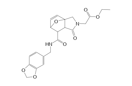 ethyl 2-(6-{[(2H-1,3-benzodioxol-5-yl)methyl]carbamoyl}-4-oxo-10-oxa-3-azatricyclo[5.2.1.0¹,⁵]dec-8-en-3-yl)acetate