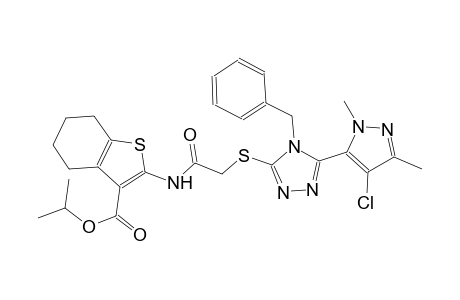 isopropyl 2-[({[4-benzyl-5-(4-chloro-1,3-dimethyl-1H-pyrazol-5-yl)-4H-1,2,4-triazol-3-yl]sulfanyl}acetyl)amino]-4,5,6,7-tetrahydro-1-benzothiophene-3-carboxylate