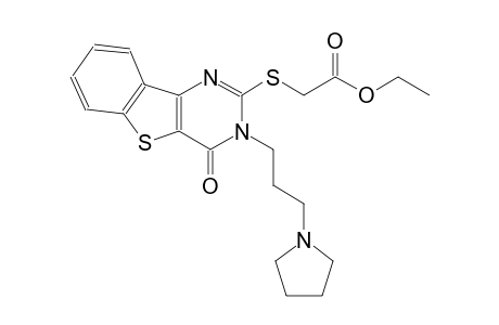 ethyl ({4-oxo-3-[3-(1-pyrrolidinyl)propyl]-3,4-dihydro[1]benzothieno[3,2-d]pyrimidin-2-yl}sulfanyl)acetate