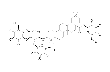 ARALIASAPONIN-XII;3-O-BETA-D-GLUCOPYRANOSYL-(1->3)-[BETA-D-GLUCOPYRANOSYL-(1->2)]-ALPHA-L-ARABINOPYRANOSYL-OLEANOLIC-ACID-28-O-BETA-D-GLUCOP