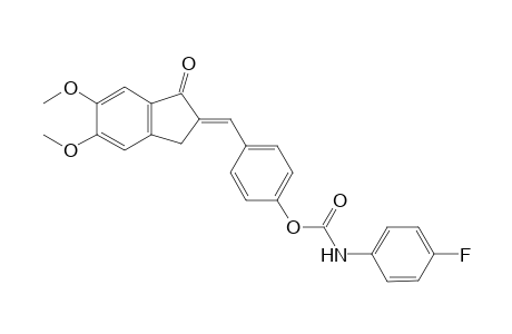 (E)-4-[(5,6-Dimethoxy-1-oxo-1,3-dihydro-2H-inden-2-ylidene)methyl]phenyl (4-fluorophenyl) carbamate