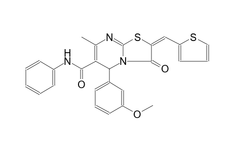 5H-thiazolo[3,2-a]pyrimidine-6-carboxamide, 2,3-dihydro-5-(3-methoxyphenyl)-7-methyl-3-oxo-N-phenyl-2-(2-thienylmethylene)-, (2E)-