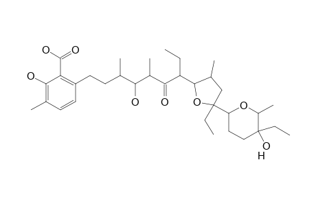 6-[7-[5-ethyl-5-(5-ethyl-5-hydroxy-6-methyl-tetrahydropyran-2-yl)-3-methyl-tetrahydrofuran-2-yl]-4-hydroxy-6-keto-3,5-dimethyl-nonyl]-2-hydroxy-3-methyl-benzoic acid