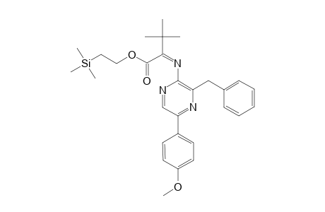 3-BENZYL-2-[1-(2-TRIMETHYLSILYLETHOXYCARBONYL)-2,2-DIMETHYL-PROPYLIDENEAMINO]-5-(PARA-METHOXYPHENYL)-PYRAZINE