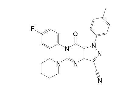 3-Cyano-6-(4-fluorophenyl)-5-(piperidin-1-yl)-1-p-tolyl-1H-pyrazolo[4,3-d]pyrimidin-7(6H)-one