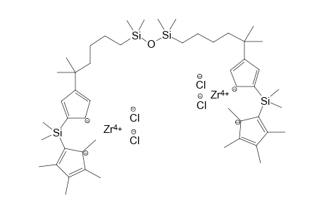 zirconium(IV) 5,5'-((((1,1,3,3-tetramethyldisiloxane-1,3-diyl)bis(2-methylhexane-6,2-diyl))bis(cyclopenta-3,5-dien-2-ide-4,1-diyl))bis(dimethylsilanediyl))bis(1,2,3,4-tetramethylcyclopenta-2,4-dien-1-ide) tetrachloride